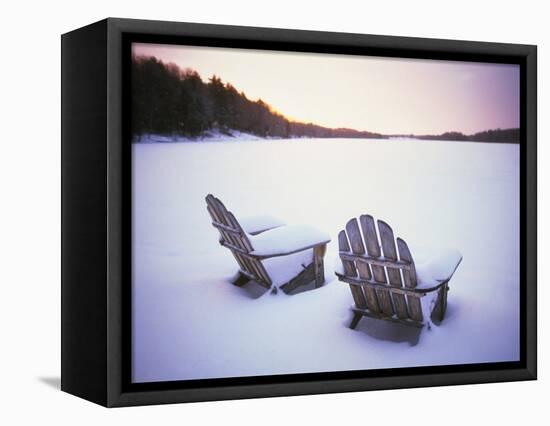 Two Snow-covered Chairs Outdoors-Ralph Morsch-Framed Premier Image Canvas