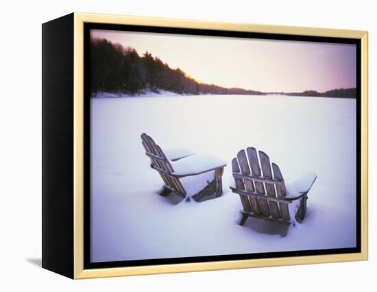 Two Snow-covered Chairs Outdoors-Ralph Morsch-Framed Premier Image Canvas