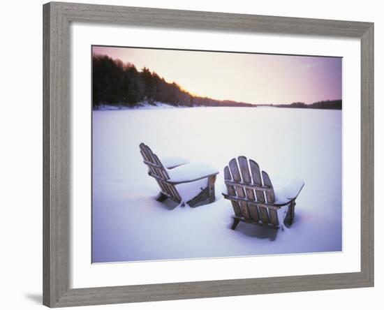 Two Snow-covered Chairs Outdoors-Ralph Morsch-Framed Photographic Print