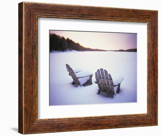 Two Snow-covered Chairs Outdoors-Ralph Morsch-Framed Photographic Print