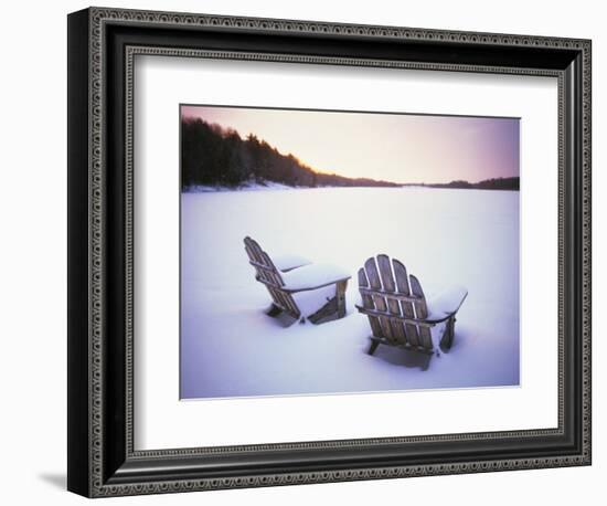 Two Snow-covered Chairs Outdoors-Ralph Morsch-Framed Photographic Print