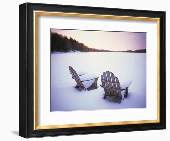 Two Snow-covered Chairs Outdoors-Ralph Morsch-Framed Photographic Print