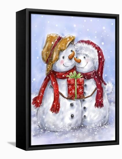Two Snowmen-MAKIKO-Framed Premier Image Canvas
