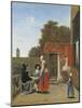 Two Soldiers and a Woman Drinking in a Courtyard-Pieter de Hooch-Mounted Giclee Print