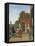 Two Soldiers and a Woman Drinking in a Courtyard-Pieter de Hooch-Framed Premier Image Canvas