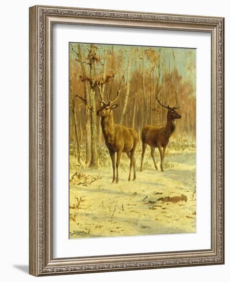 Two Stags in a Clearing in Winter-Rosa Bonheur-Framed Giclee Print