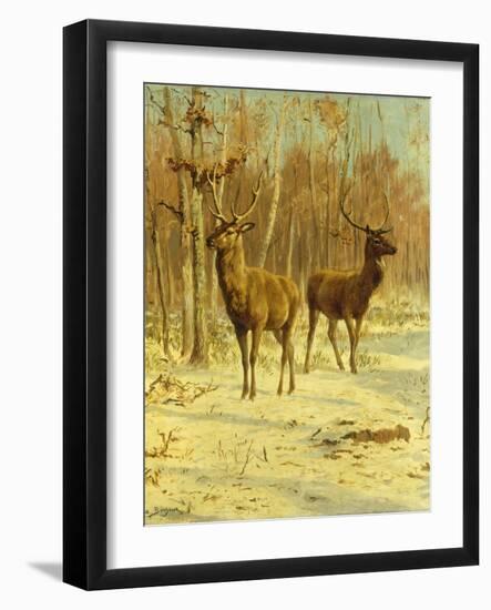 Two Stags in a Clearing in Winter-Rosa Bonheur-Framed Giclee Print