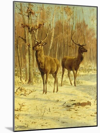 Two Stags in a Clearing in Winter-Rosa Bonheur-Mounted Giclee Print