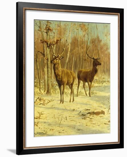 Two Stags in a Clearing in Winter-Rosa Bonheur-Framed Giclee Print