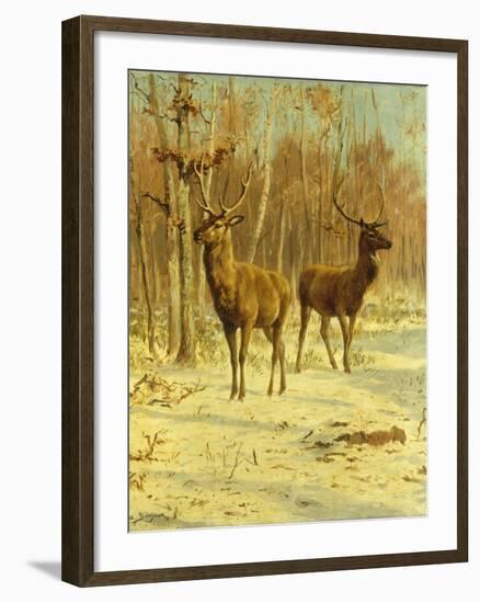 Two Stags in a Clearing in Winter-Rosa Bonheur-Framed Giclee Print