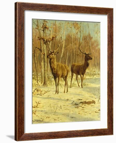 Two Stags in a Clearing in Winter-Rosa Bonheur-Framed Giclee Print