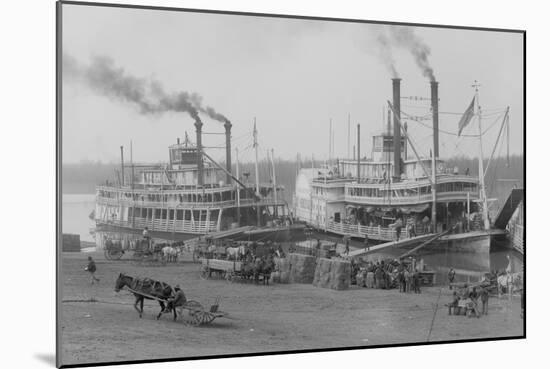 Two Steamboats Along the Levee at the Mississippi River-null-Mounted Art Print