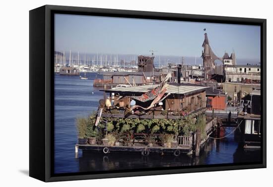 Two-Story Floating Home Covered in Hanging and Potted Plants, Sausalito, CA, 1971-Michael Rougier-Framed Premier Image Canvas