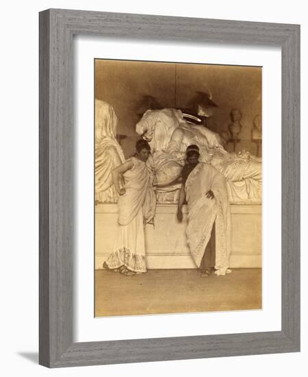 Two students in Grecian Costume before a plaster cast of the three fates from the Elgin Marbles-Thomas Cowperthwait Eakins-Framed Photographic Print