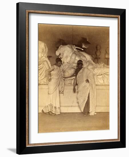 Two students in Grecian Costume before a plaster cast of the three fates from the Elgin Marbles-Thomas Cowperthwait Eakins-Framed Photographic Print