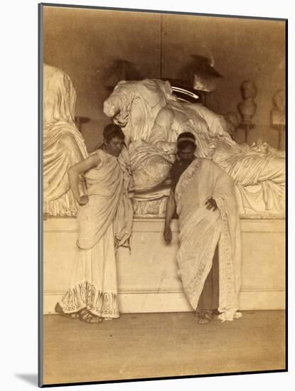 Two students in Grecian Costume before a plaster cast of the three fates from the Elgin Marbles-Thomas Cowperthwait Eakins-Mounted Photographic Print