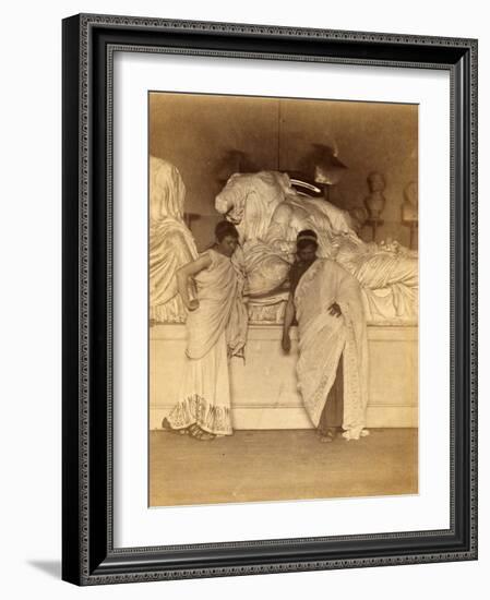 Two students in Grecian Costume before a plaster cast of the three fates from the Elgin Marbles-Thomas Cowperthwait Eakins-Framed Photographic Print