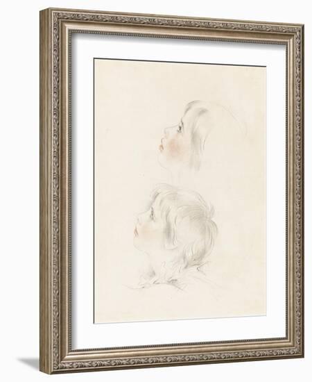 Two Studies for Arthur from Shakespeare's 'King John' (Pencil, Chalk and Stump on Paper)-George Henry Harlow-Framed Giclee Print