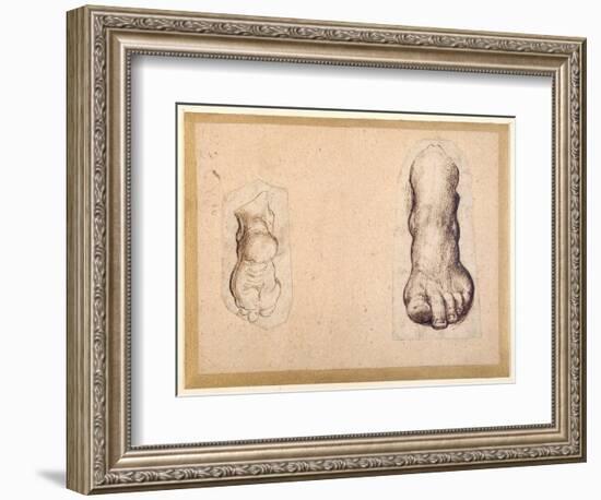 Two Studies of a Foot in Foreshortening-Agostino Carracci-Framed Giclee Print