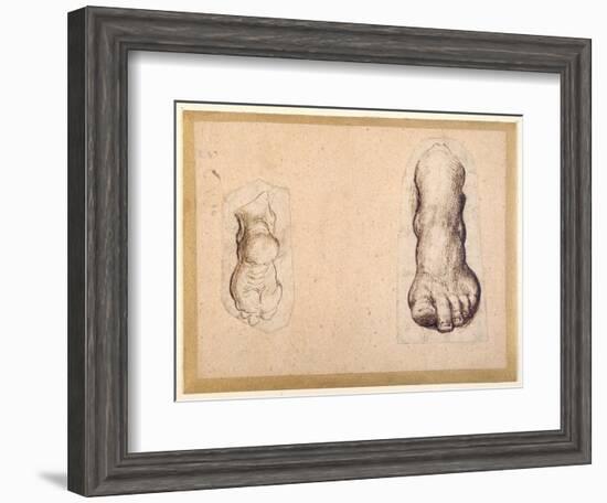 Two Studies of a Foot in Foreshortening-Agostino Carracci-Framed Giclee Print