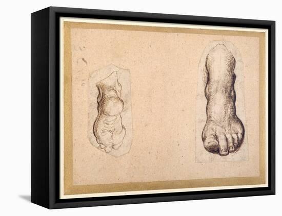 Two Studies of a Foot in Foreshortening-Agostino Carracci-Framed Premier Image Canvas