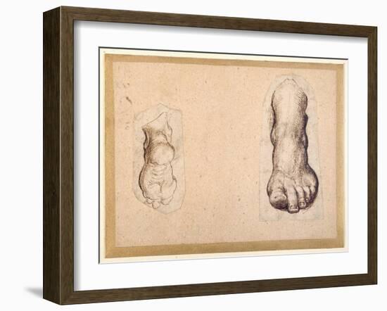 Two Studies of a Foot in Foreshortening-Agostino Carracci-Framed Giclee Print