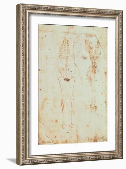 Two Studies of a Hanging Skeleton-Leonardo da Vinci-Framed Giclee Print