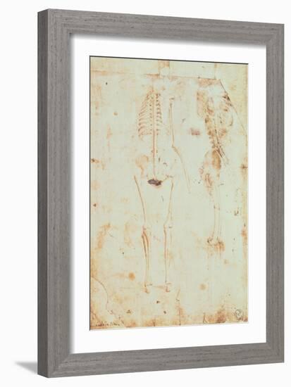 Two Studies of a Hanging Skeleton-Leonardo da Vinci-Framed Giclee Print