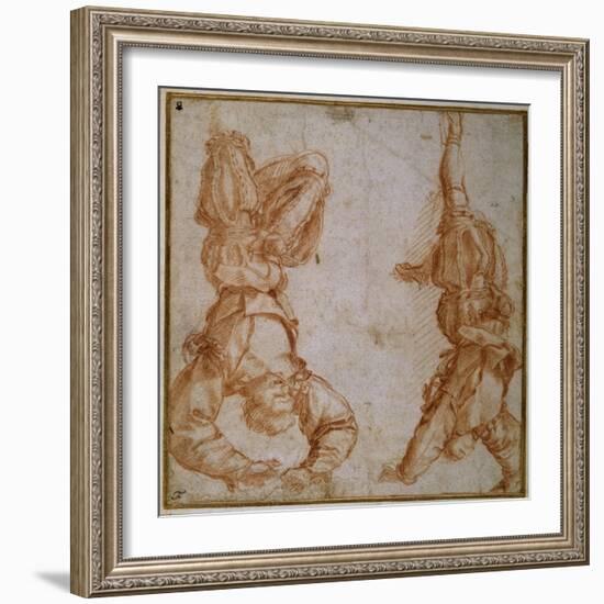 Two Studies of a Man Suspended by His Left Leg-Andrea del Sarto-Framed Giclee Print