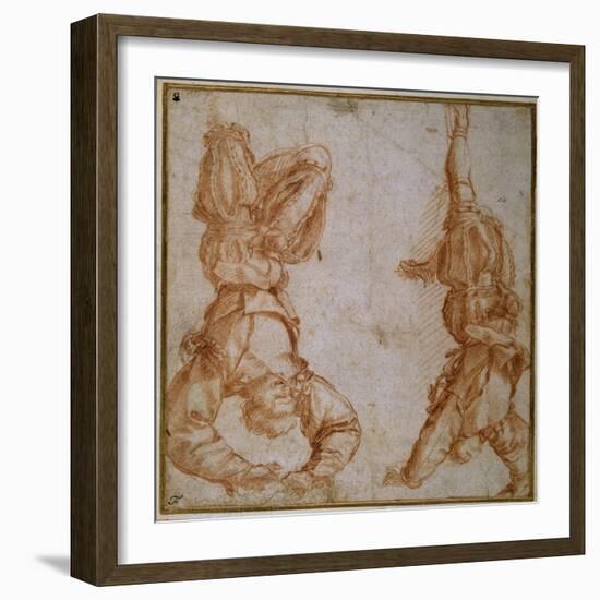 Two Studies of a Man Suspended by His Left Leg-Andrea del Sarto-Framed Giclee Print