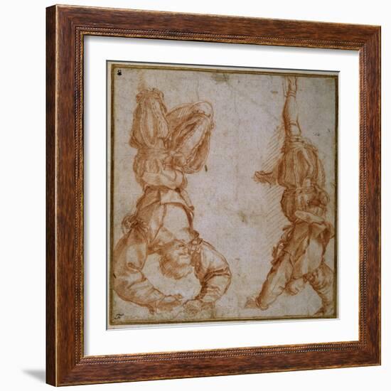 Two Studies of a Man Suspended by His Left Leg-Andrea del Sarto-Framed Giclee Print