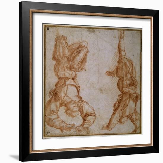 Two Studies of a Man Suspended by His Left Leg-Andrea del Sarto-Framed Giclee Print