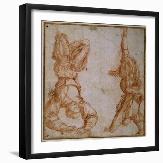 Two Studies of a Man Suspended by His Left Leg-Andrea del Sarto-Framed Giclee Print