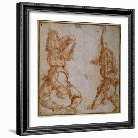 Two Studies of a Man Suspended by His Left Leg-Andrea del Sarto-Framed Giclee Print