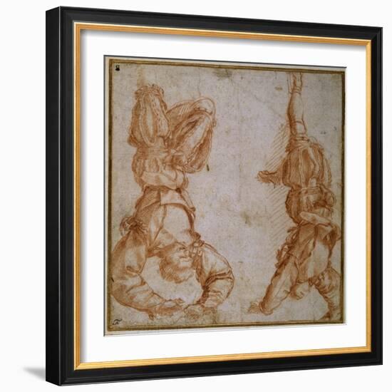 Two Studies of a Man Suspended by His Left Leg-Andrea del Sarto-Framed Giclee Print