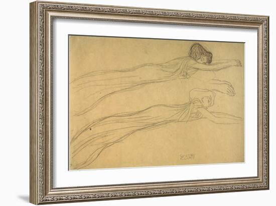 Two Studies of a Reclining Draped Figure-Gustav Klimt-Framed Giclee Print