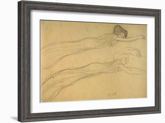 Two Studies of a Reclining Draped Figure-Gustav Klimt-Framed Giclee Print