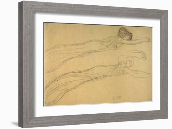 Two Studies of a Reclining Draped Figure-Gustav Klimt-Framed Giclee Print