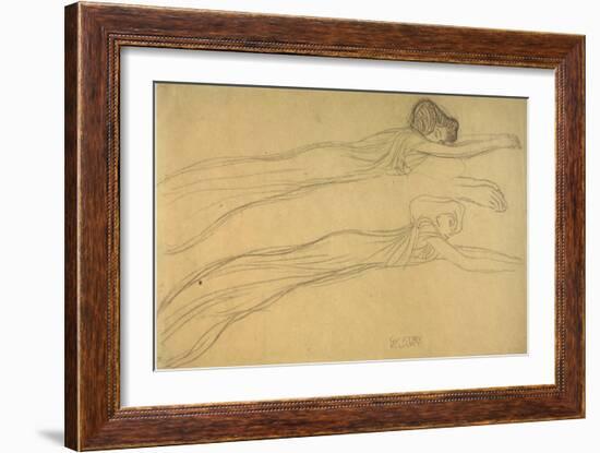 Two Studies of a Reclining Draped Figure-Gustav Klimt-Framed Giclee Print