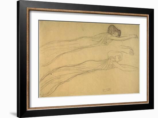 Two Studies of a Reclining Draped Figure-Gustav Klimt-Framed Giclee Print