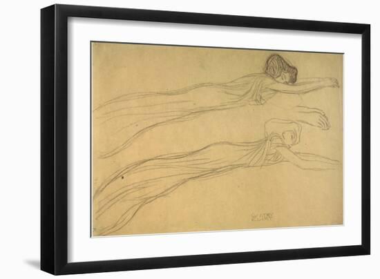 Two Studies of a Reclining Draped Figure-Gustav Klimt-Framed Giclee Print