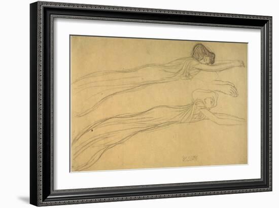 Two Studies of a Reclining Draped Figure-Gustav Klimt-Framed Giclee Print