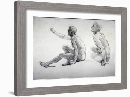 Two Studies of a Seated Male Nude, C1864-1930-Anna Lea Merritt-Framed Giclee Print