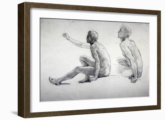 Two Studies of a Seated Male Nude, C1864-1930-Anna Lea Merritt-Framed Giclee Print