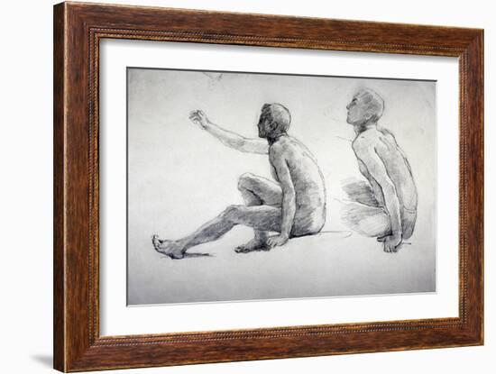 Two Studies of a Seated Male Nude, C1864-1930-Anna Lea Merritt-Framed Giclee Print