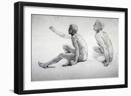 Two Studies of a Seated Male Nude, C1864-1930-Anna Lea Merritt-Framed Giclee Print