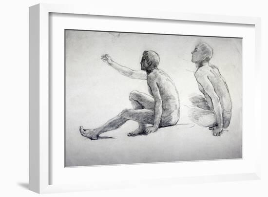 Two Studies of a Seated Male Nude, C1864-1930-Anna Lea Merritt-Framed Giclee Print