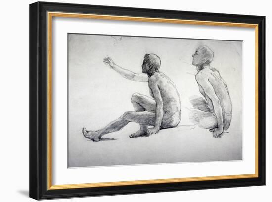 Two Studies of a Seated Male Nude, C1864-1930-Anna Lea Merritt-Framed Giclee Print