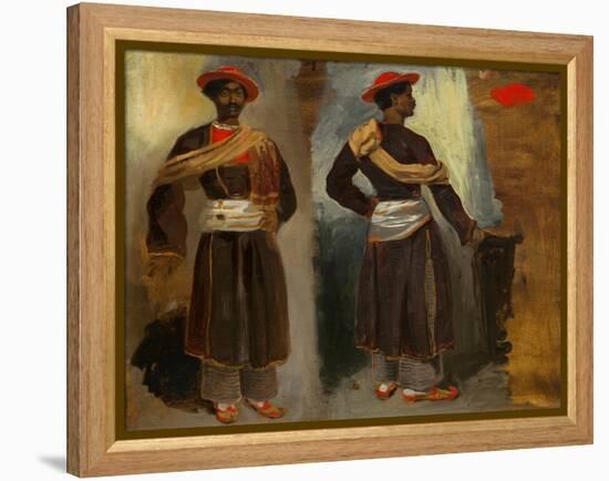 Two Studies of a Standing Indian from Calcutta, C. 1823-24 (Oil on Canvas)-Ferdinand Victor Eugene Delacroix-Framed Premier Image Canvas