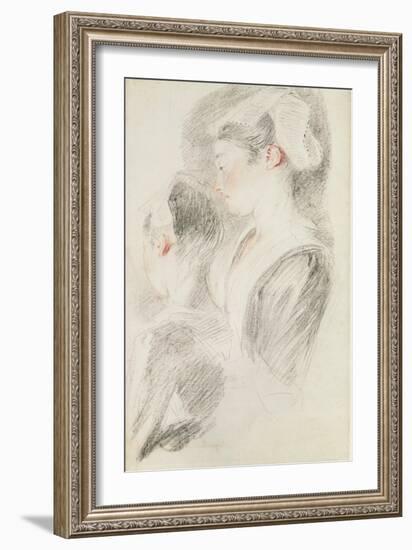 Two Studies of a Woman-Jean Antoine Watteau-Framed Giclee Print